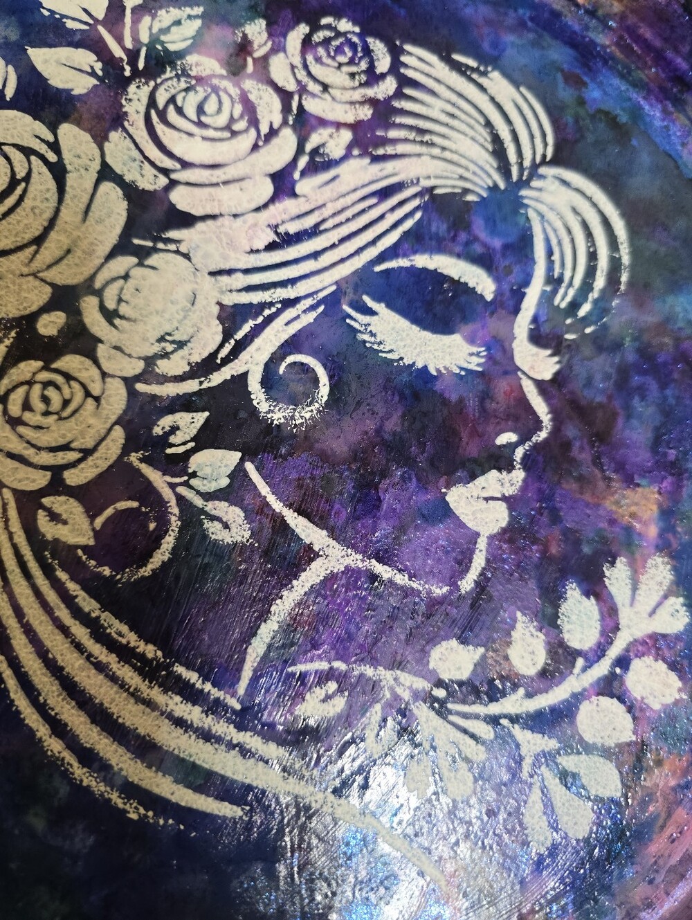 HANDCRAFTED Upcycled Metal Platter HANDPAINTED Tabletop Countertop Art Decor 15" - Picture 17 of 17